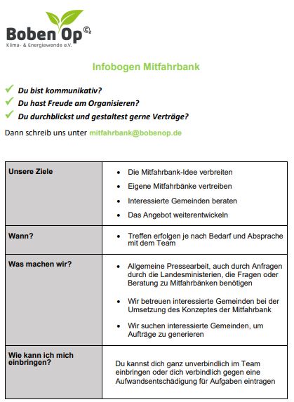 InfobogenMitfahrbank